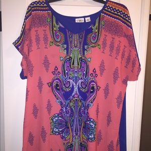 Cato Melon and Royal Blue Shirt